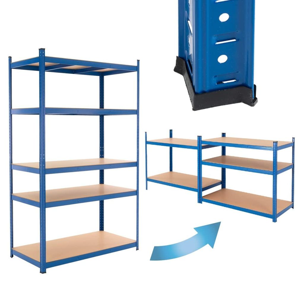 Werkstattregal 200x100x60 cm, 5 Böden, 875 kg, blau, Metall/MDF