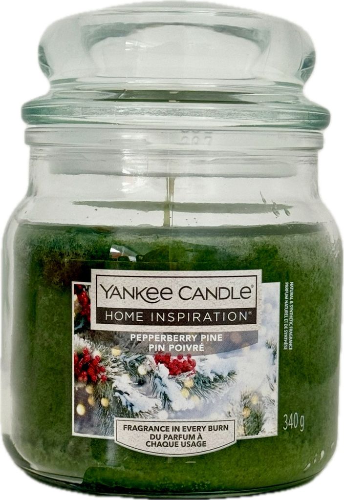 Yankee Candle Duftkerze Mittleres Glas Pepperberry Pine 340 g, grün