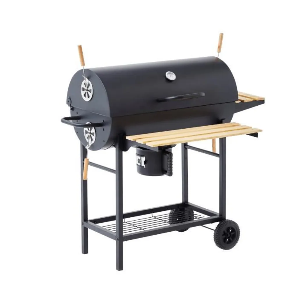Barbecue MIKE acier noir 71x35cm - Cuve grande capacité et double grille