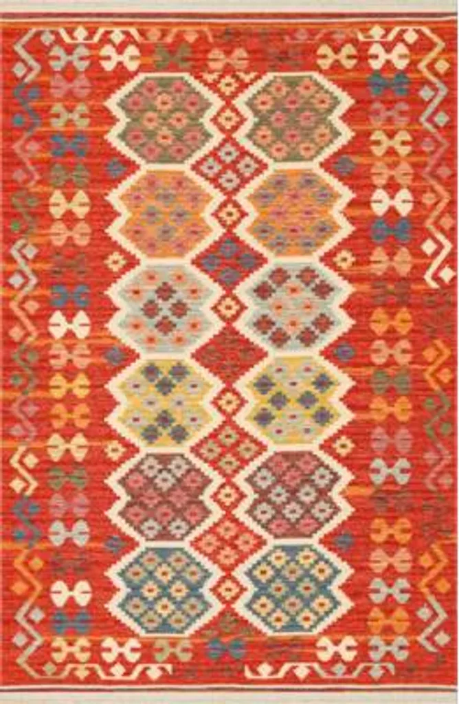 Kelim Nomad 03 Rouge - Tapis tissé main 80x150 cm pour salon et entrée