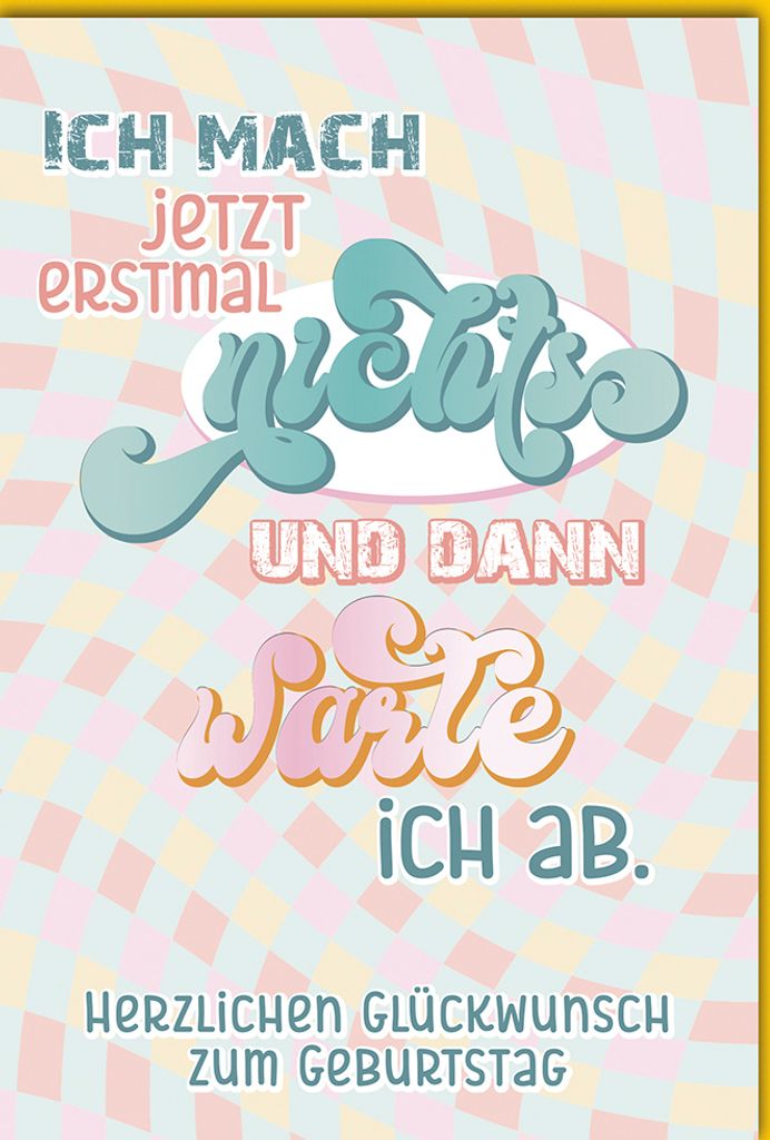 Geburtstag - Glückwunschkarte im Format 11,5 x 17 cm - 70er verschnörk