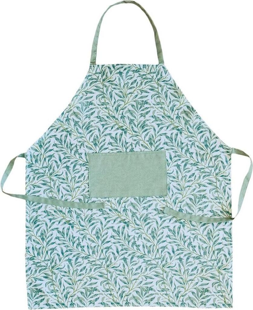Latzschürze Olivenblätter mediterran Druck grün 68x80cm