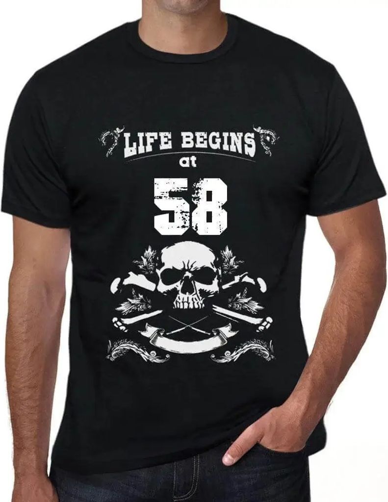 Herren Grafik T-Shirt Das Leben beginnt mit 58 – Life Begins at 58 – Geschenk 58. Geburtstag Jahrestag 58 Jahre Jubiläum 58 Jährige Mann Jahr...