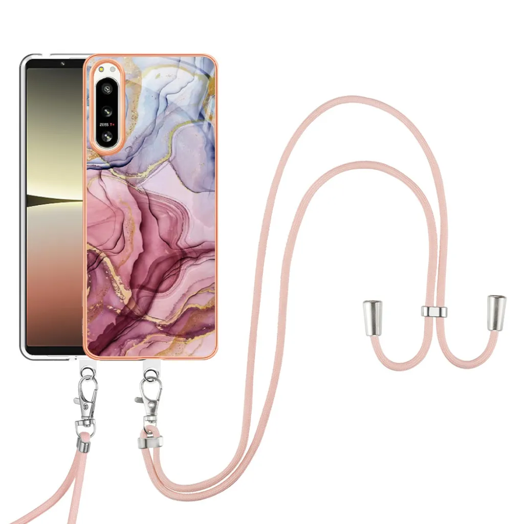 Custodia Sony Xperia 5 IV con Cinturino Oro Rosa: Protezione TPU Fashion
