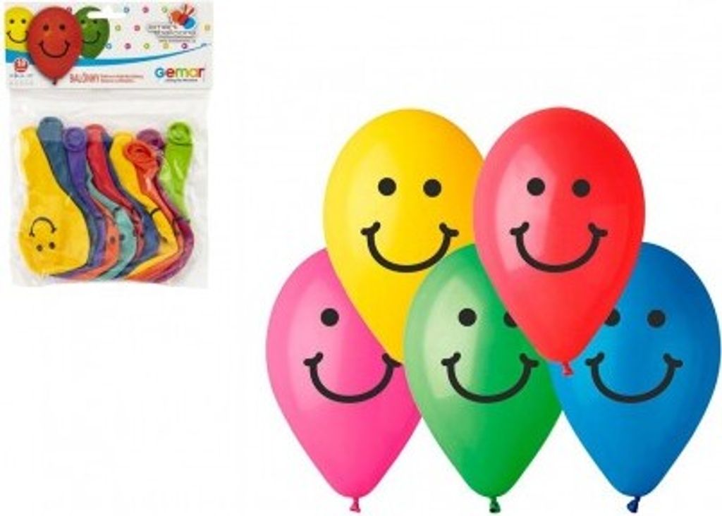 Balonek/Balonky nafukovací 9" potisk Smile 10cm 10ks v sáčku karneval