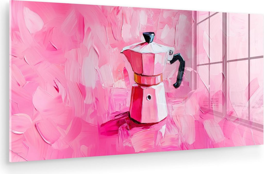 MuchoWow Glasbilder - Bilder auf Wandbild - Foto auf Glas Rosa - Farbe - Kaffee 40x20 cm Wanddekoration aus Glas - Acrylglasbild - Acrylbilder - Mo...