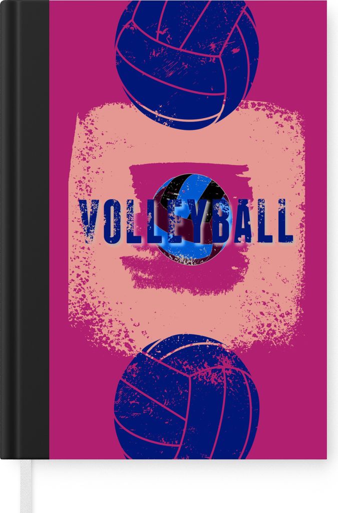 MuchoWow Notizbuch Tagebuch Haushaltsbuch Notebook A5 Volleyball Illustration mit Zitat ''Volleyball'' mit verwitterten Elementen - Notizblock - ...