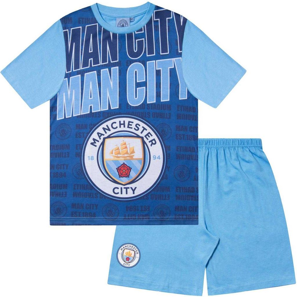 Manchester City FC - "Haaland 9" Schlafanzug mit Shorts für Jungen GF896 (134) (Dunkles Marineblau)