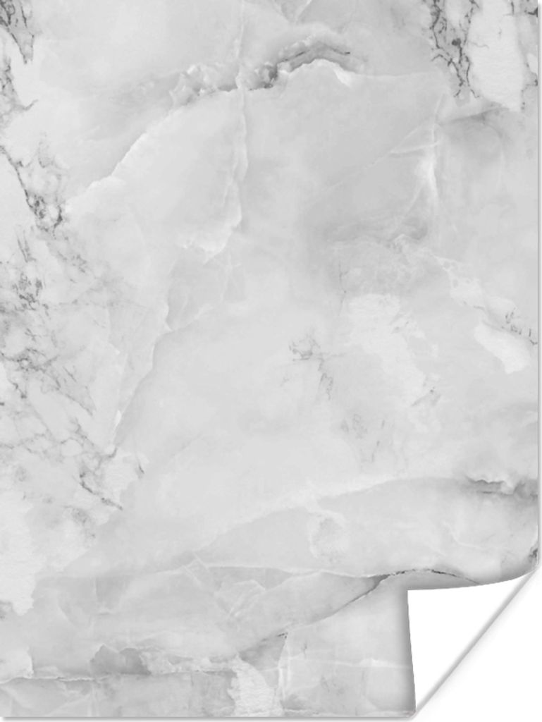 MuchoWow Poster Marmor - Stein - Weiß - Grau - Marmoroptik 120x160 cm - Wandbilder