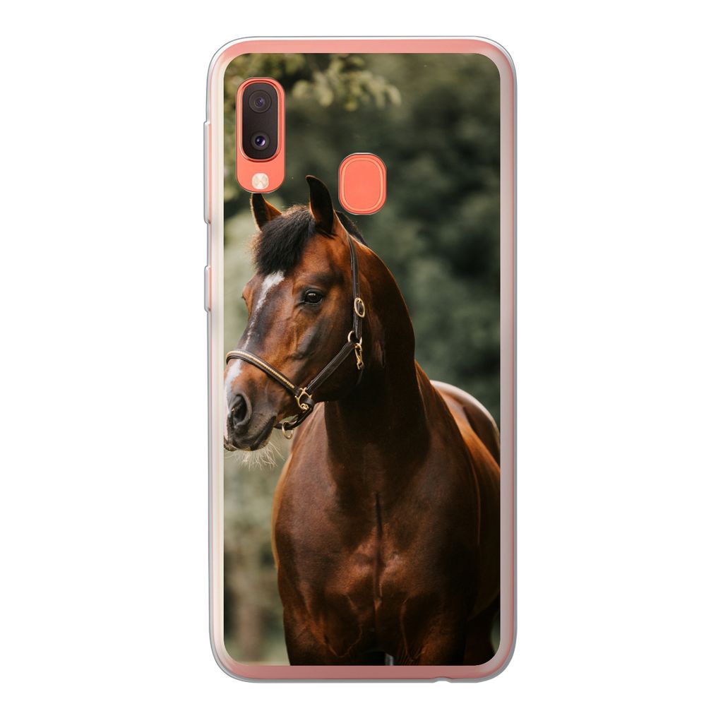 MuchoWow Handyhülle Schutzhülle Hülle für Samsung Galaxy A20e Pferd - Äste - Porträt Silikon Softcase Handy Hülle - Abdeckung