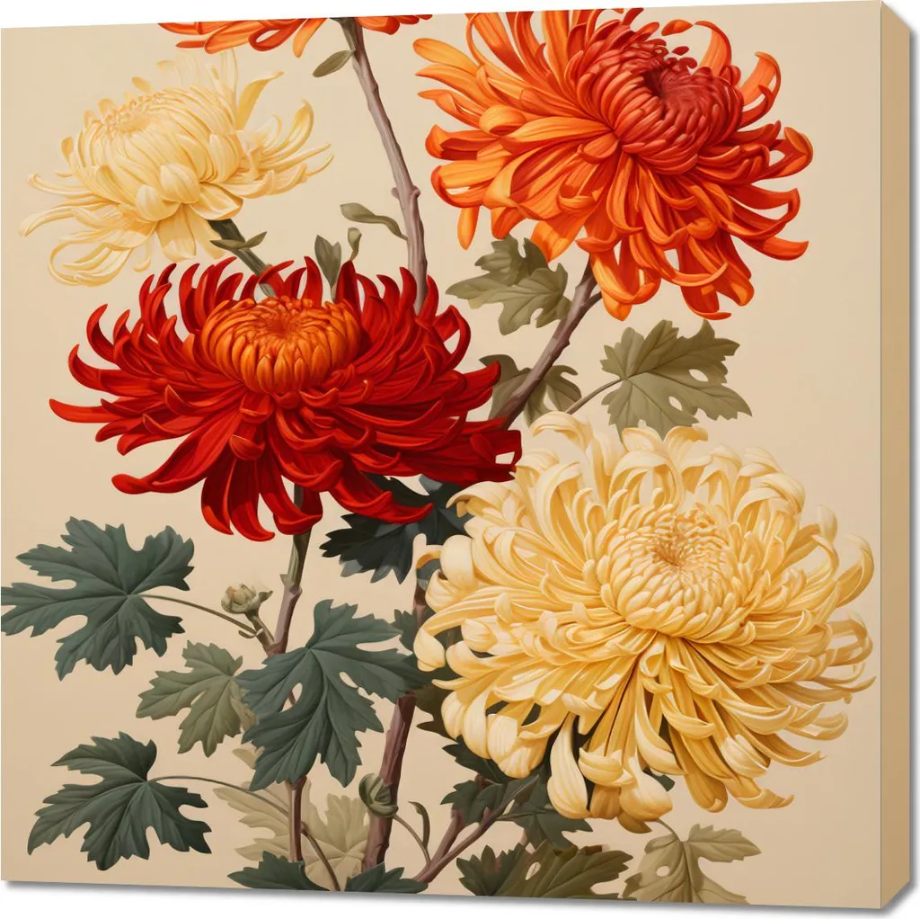 Quadro 90x90 cm Crisantemi Danzanti - Valorizza il Tuo Immobile con Stile