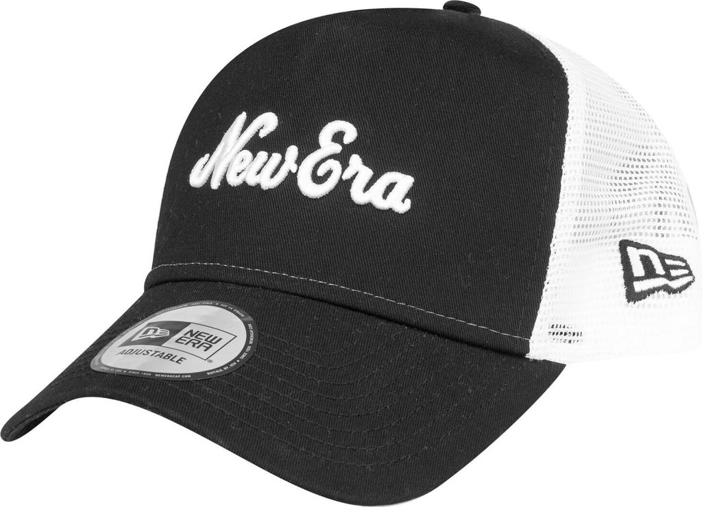 New Era Adjustable Trucker Cap - RETRO Brand Script schwarz