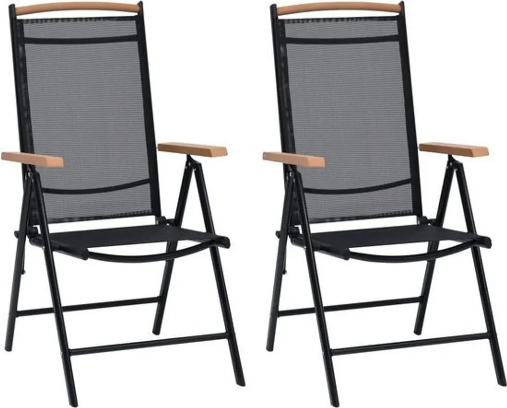 vidaXL Lot de 2 Chaises de Jardin Pliantes 58x65x109 cm Aluminium Noir