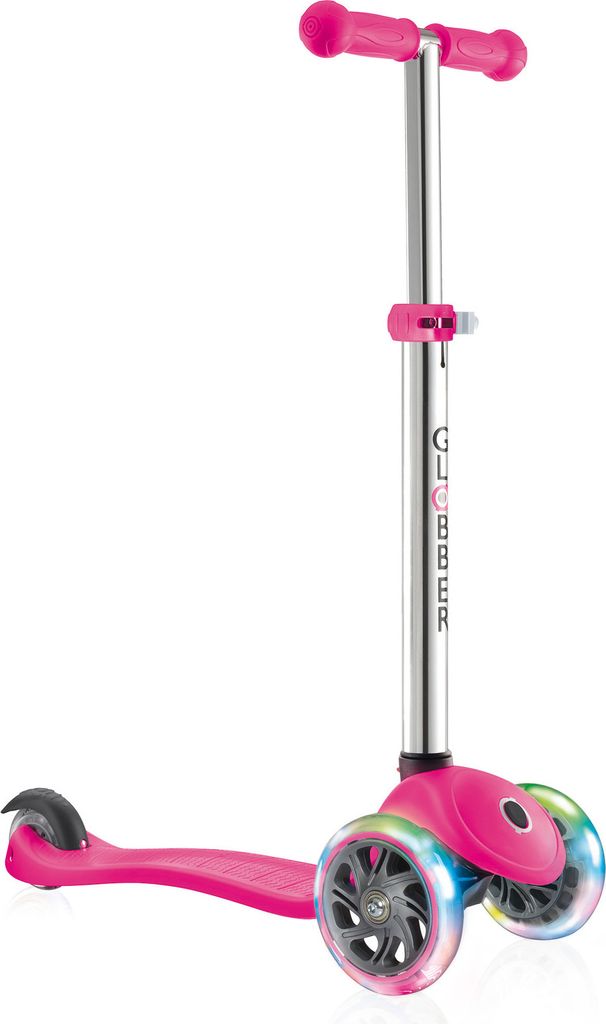 Globber Scooter Primo S7, Neonpink mit Leuchtrollen Produktbild 