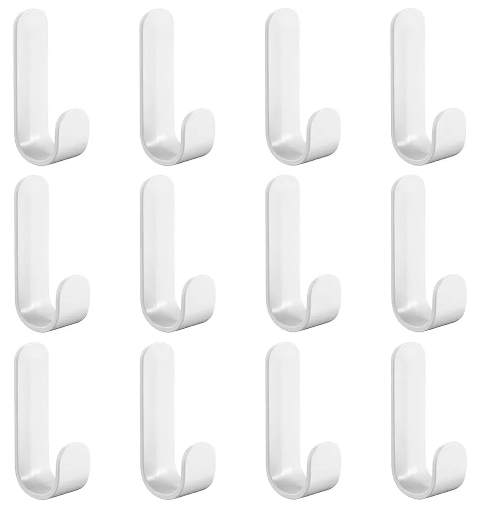 Patères Adhésives Murales Blanches Lot de 12 pour Cuisine et Salle de Bain