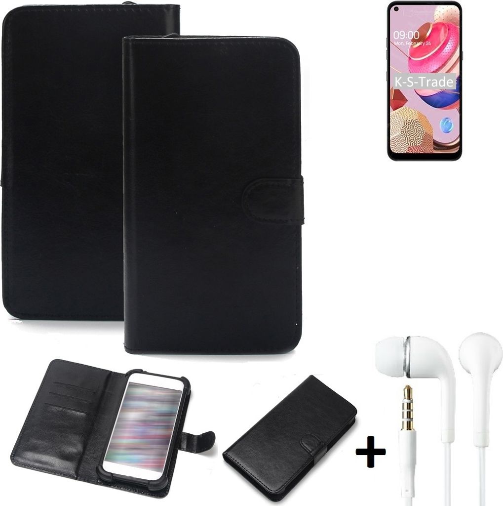 K-S-Trade Wallet Case Handyhülle kompatibel mit LG Electronics K51S Schutzhülle Flip cover Flipstyle Tasche Hülle Flipcover Slim Bumper schwarz +