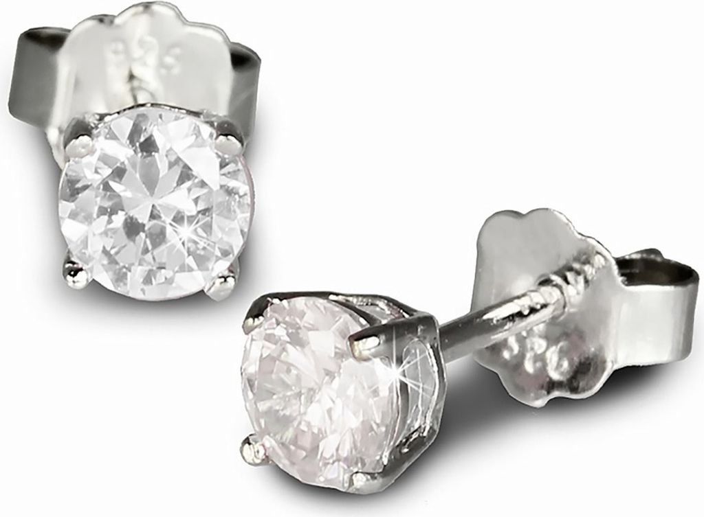SilberDream Ohrstecker für Damen 925 Silber weiß Zirkonia Ohrringe 4mm SDO714W