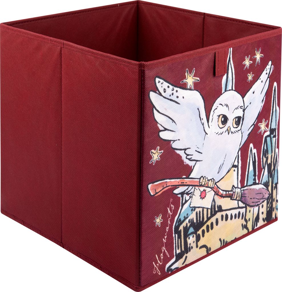 Harry Potter Aufbewahrungsbox - Hedwig Eule Kinder Kinderzimmer Spielzeugkiste ideal für Kallax Regal Rot 30 x 30 x 30 cm