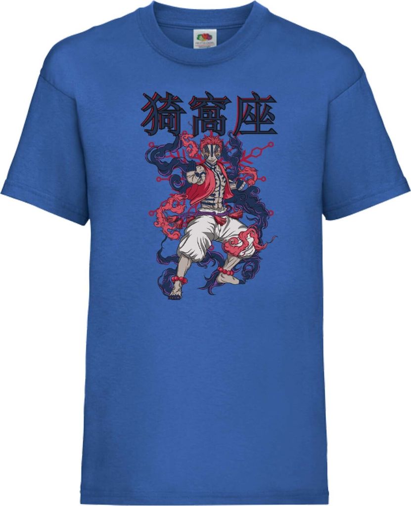 Kinder T-Shirt Demon Anime Slayer Akaza 02 Demon Akaza, 5-6 Jahr - 116 / Blau