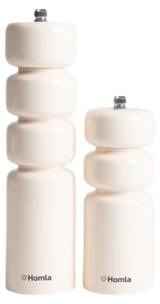 HOMLA TORIAN-Mühlen-Set in Cremefarben, 16,5 + 23,5 cm, Produktbild 