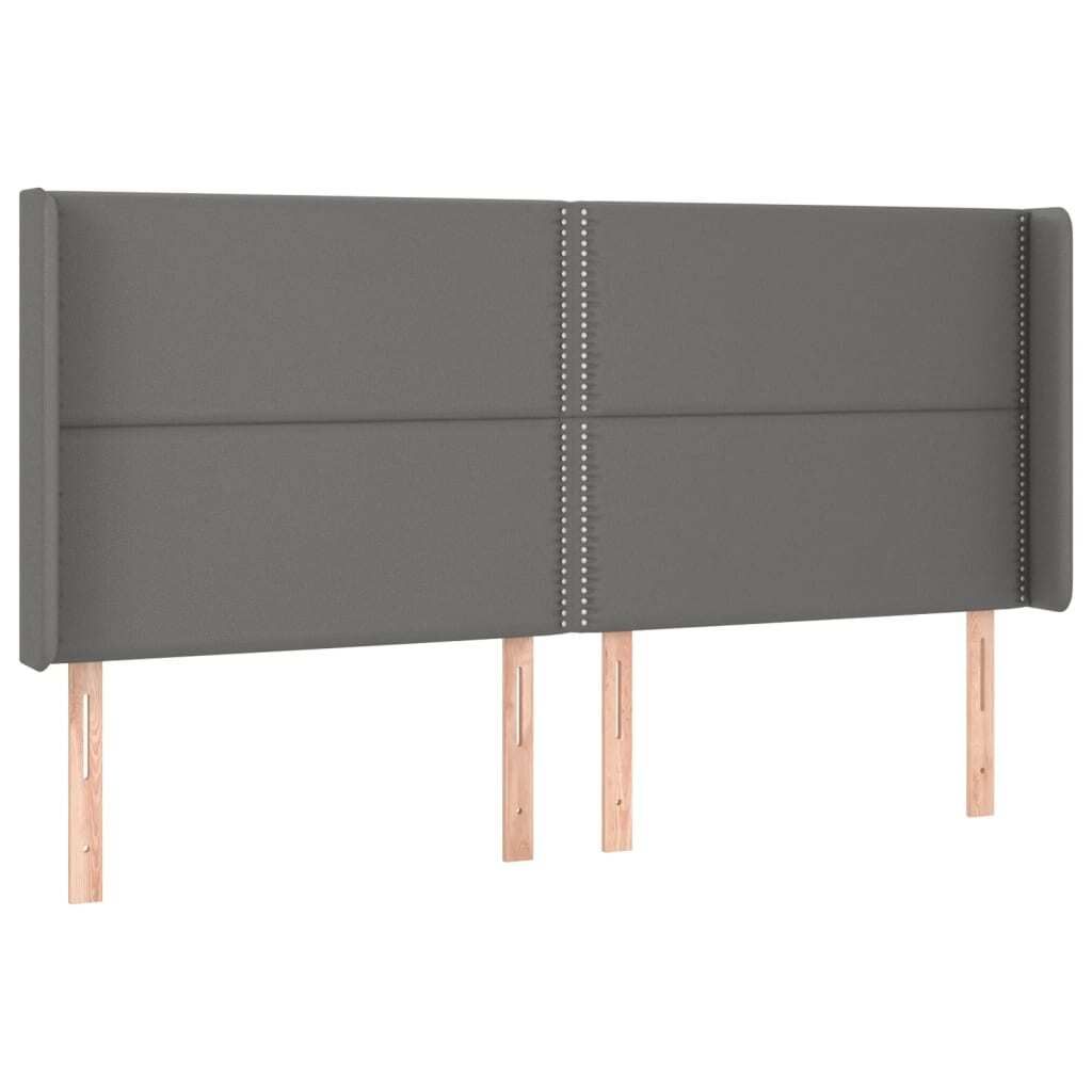vidaXL Kopfteil mit Ohren Grau 203x16x118/128 cm Kunstleder