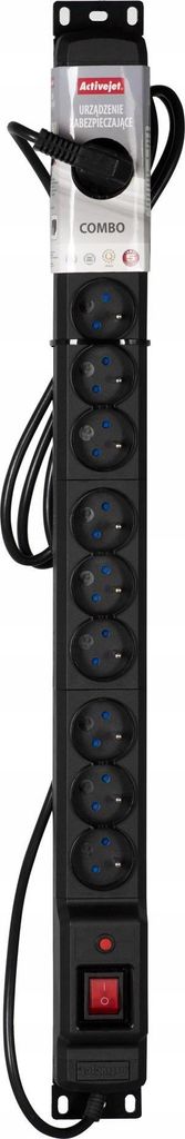 Multiprise Activejet COMBO 12 prises 5m noire Image du produit 