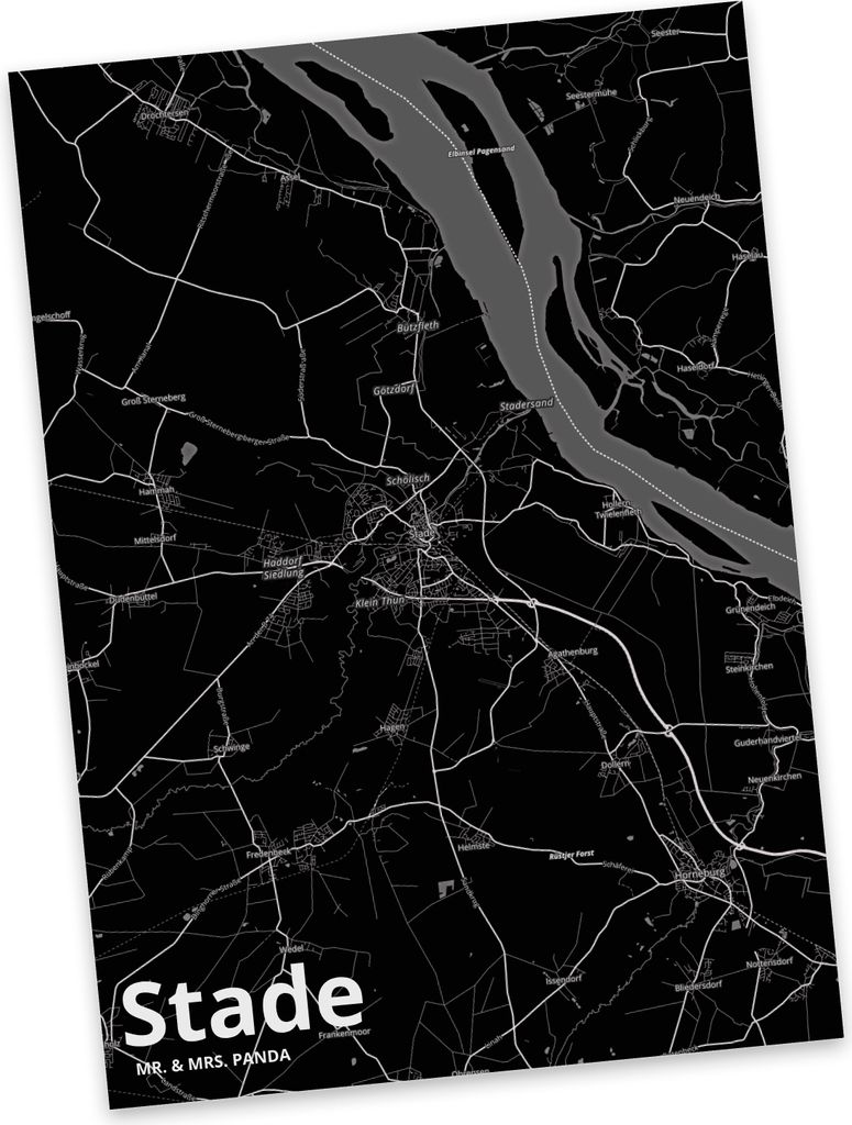 Mr. & Mrs. Panda Ansichtskarte Stade - Geschenk, bildkarte, Stadt Dorf Karte Landkarte Map Stadtplan, Fotokarte, Kunstkarten, Postkarte, Postkarten
