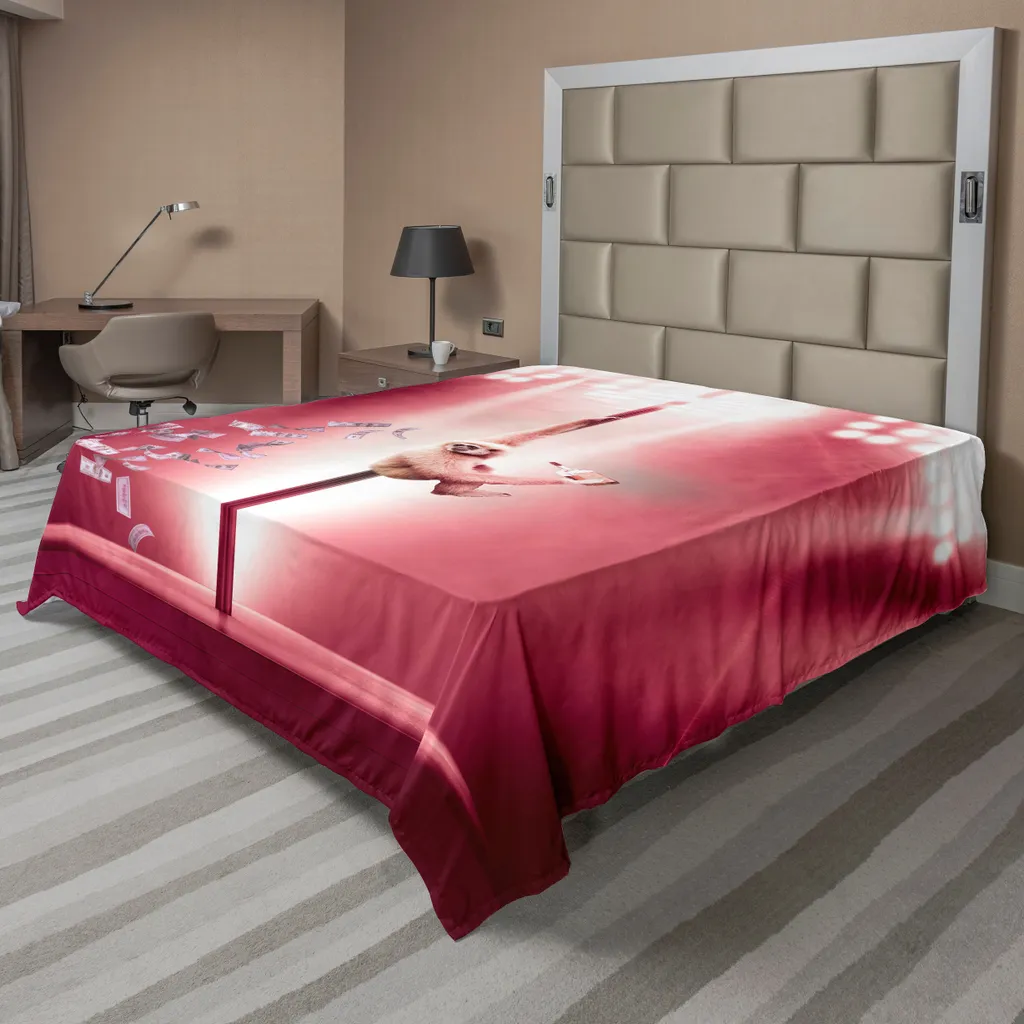 ABAKUHAUS Lenzuolo divertente, scimmia su un polo Whisky Colori pastello Composizione Motivo stravagante, lenzuolo superiore morbido e confortevole per un letto decorativo 1 pezzo 266 cm x 260 cm, magenta marrone chiaro - 1