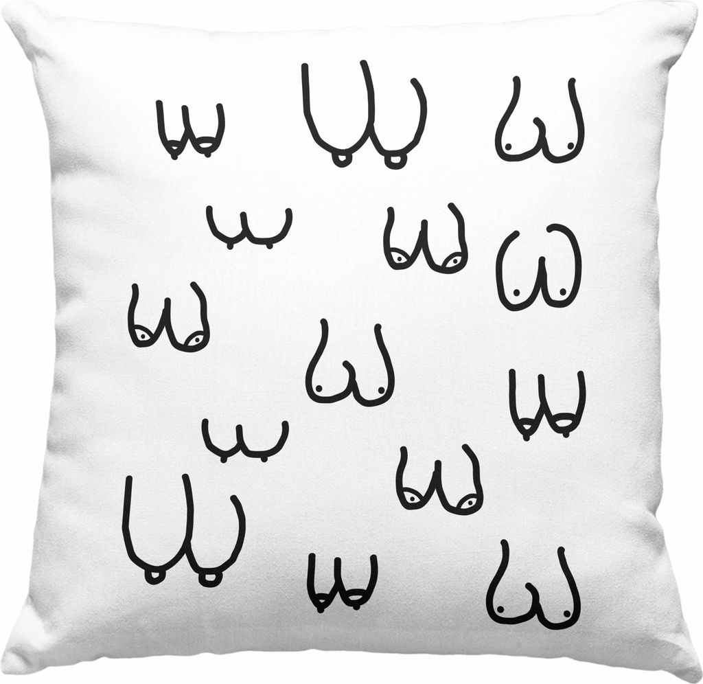Trendation - Lustige Deko-Kissen mit Füllung 40x40 mit Busen / Brüsten für Erwachsene als 18+ Geschenkidee Lustige Feminismus Deko-Kissen mit F...