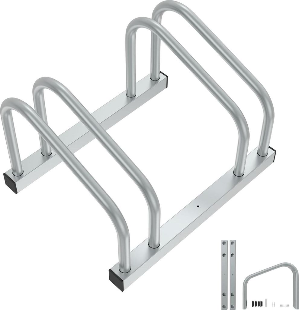 TRMLBE Fahrradständer Boden- und Wandmontage für 2 Fahrräder 30-65mm Reifenbreite, Fahrradhalter Metall Platzsparend Fahrrad Mehrfachständer, S...