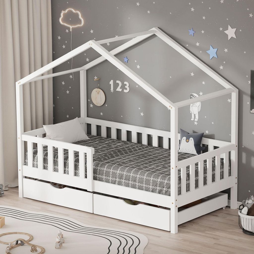 ML-Design detská posteľ domček posteľ 80x160 cm biela s 2 Obrázok produktu 