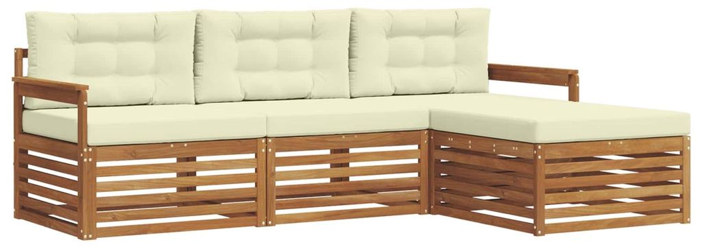 vidaXL Outdoor-Sofagarnitur Natur und Creme 249,5 x 162,5 x 73 cm
