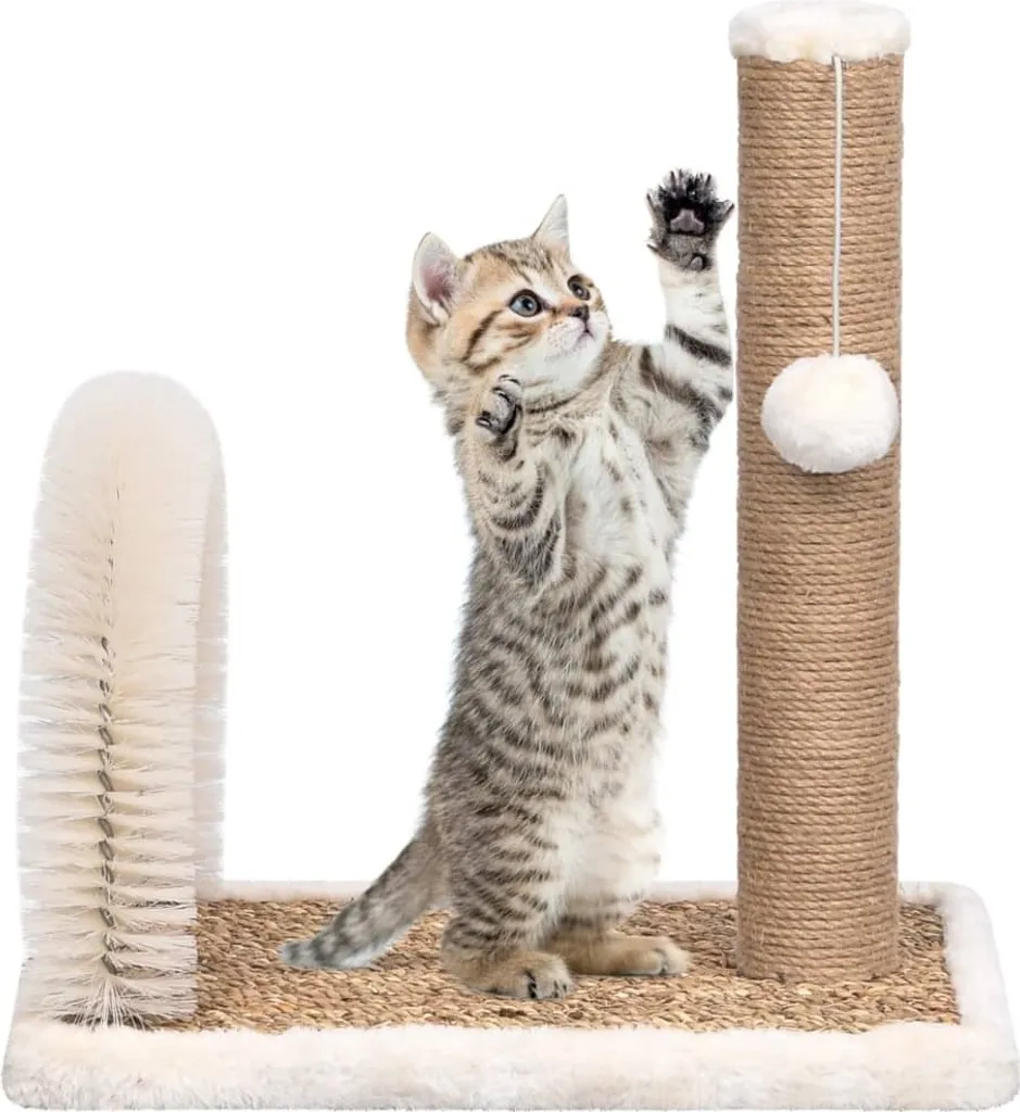 Arbre à chat idéal pour appartement avec brosse et griffoir intégré