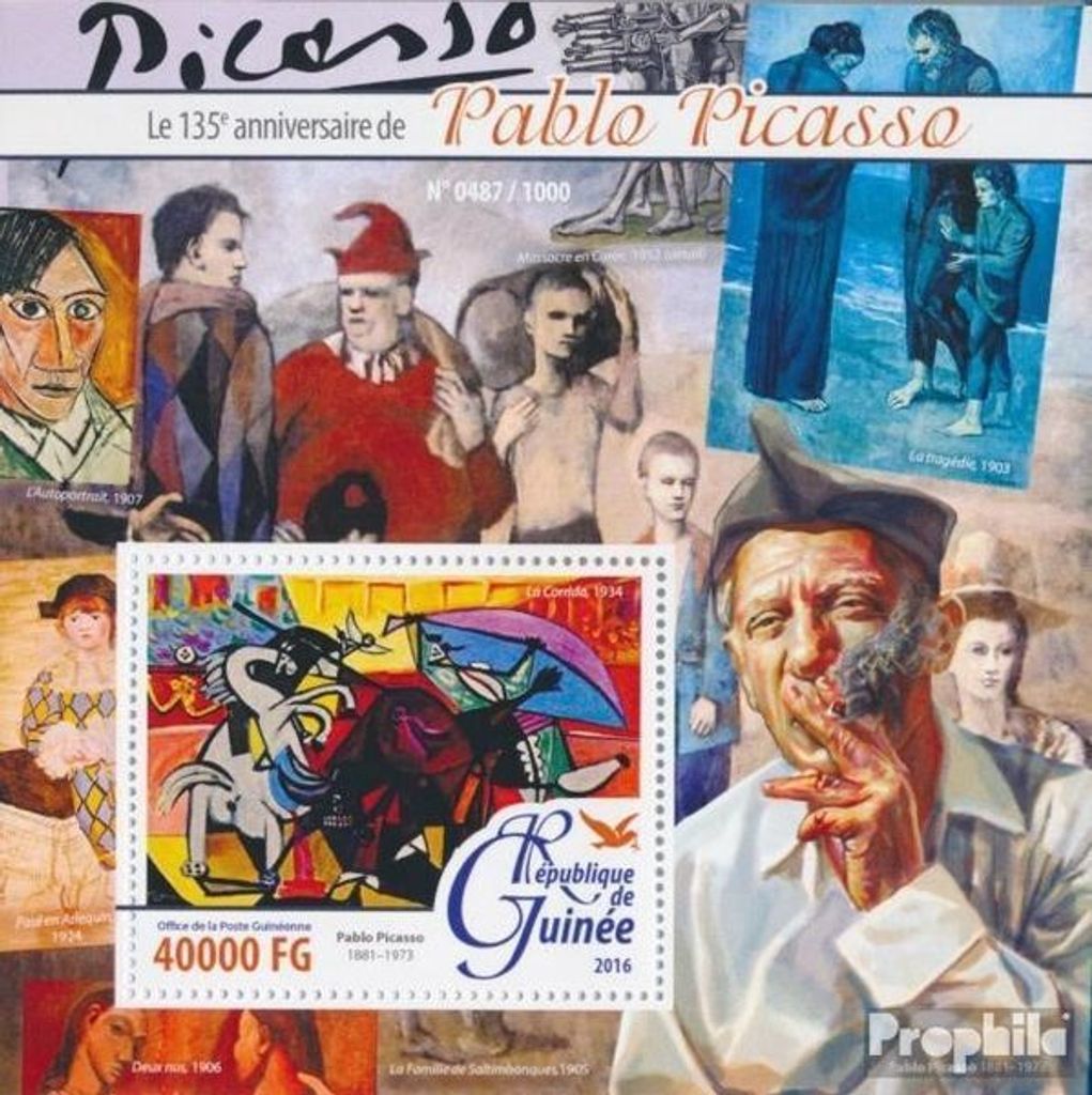 Briefmarken Guinea 2016 Mi Block 2606 (kompl. Ausgabe) postfrisch Pablo Picasso