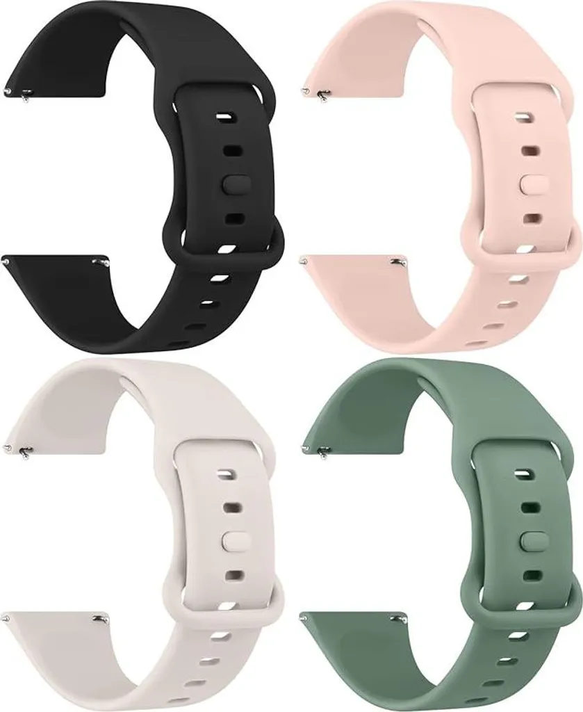 Pack Bracelets Sport en Silicone pour Montres Connectées 20mm et 22mm - 4 pcs