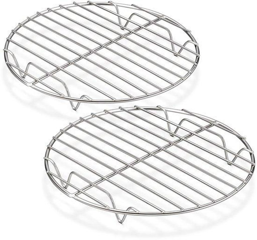 RVS Koelrek Rond Set van 2, 19cm, ideal für Backformen, Pottöfen und Töpfe, Wärme- und Geschirrspülerbeständig
