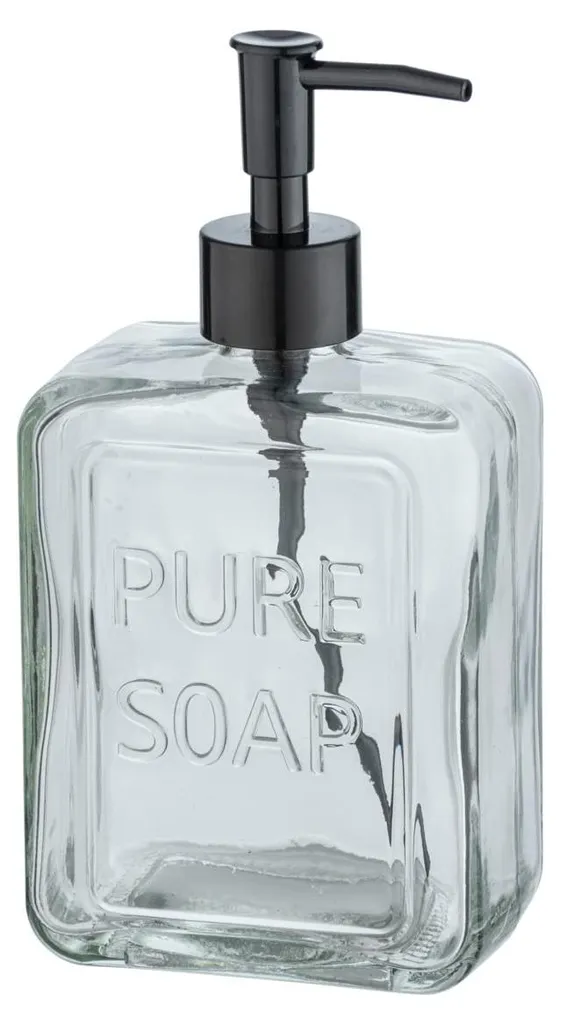 Distributeur de savon rechargeable Pure Soap en verre transparent 550ml