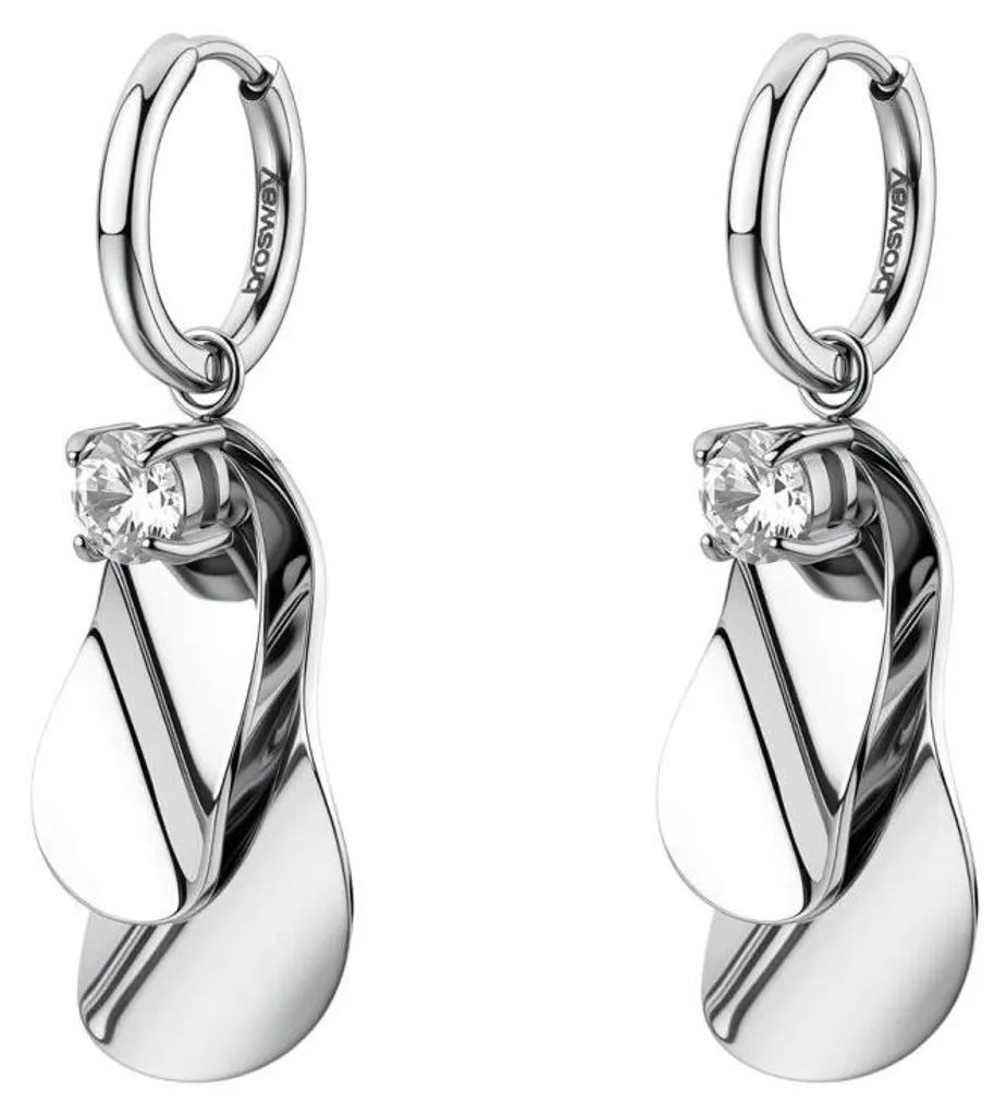 Boucles d'oreilles Bloom BOM21 en acier et cristal, bijoux 2 en 1
