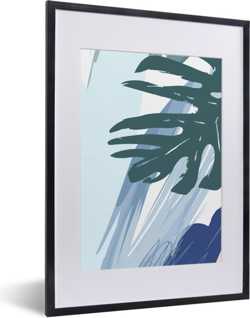 MuchoWow Gerahmtes Poster Sommer - Monstera - Grün 30x40 cm - Poster mit Schwarzem Bilderrahmen Wandposter Rahmen Foto Bilder - Wandposter Schla...