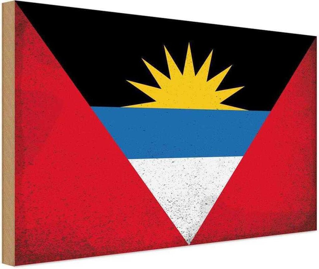 vianmo Holzschild 12x18 cm Antigua und Barbuda Vintage Flagge Fahne Wappen