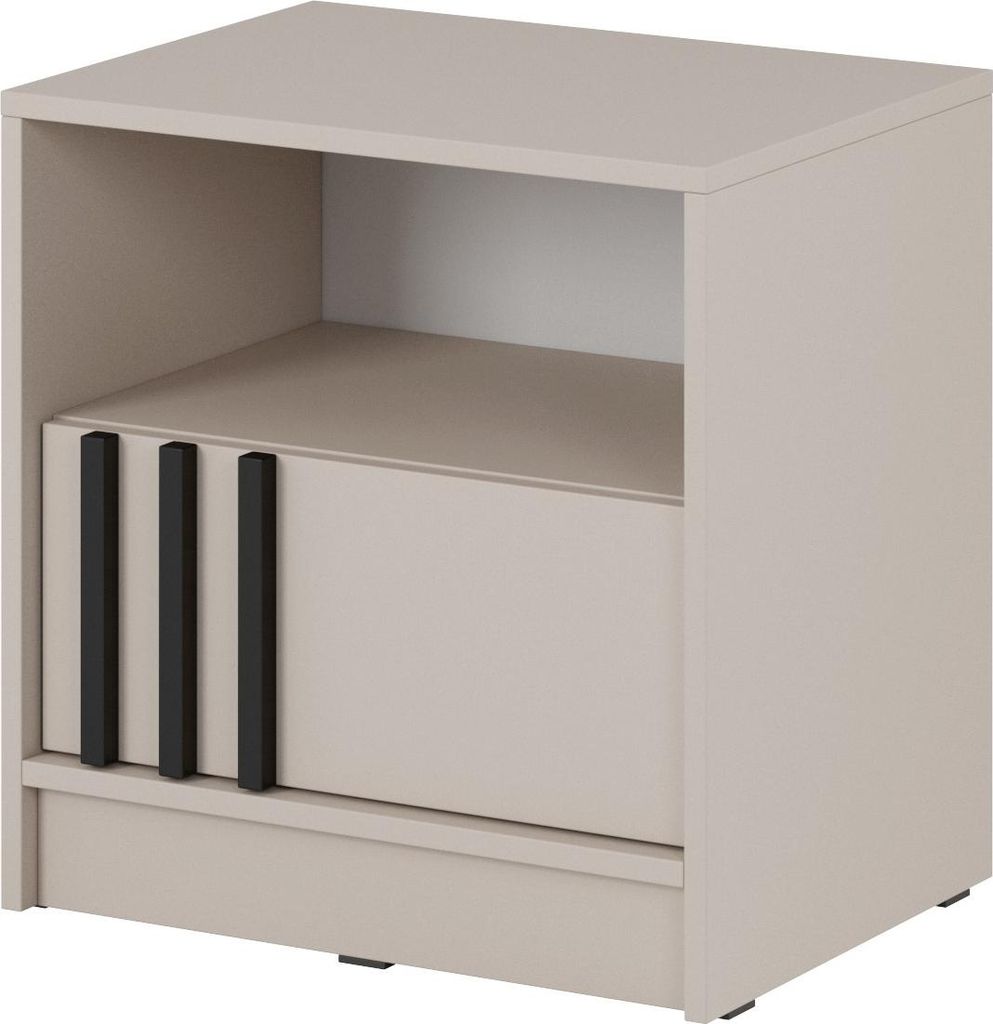 BETTSO Nachttisch NELLY aus Kaschmir mit eleganter Front und Schublade 51 cm
