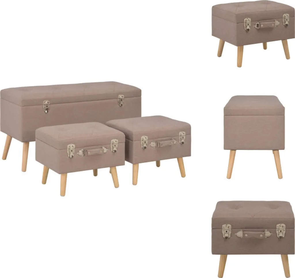 Gagnez de la place : Ensemble 3 tabourets coffres de rangement marron