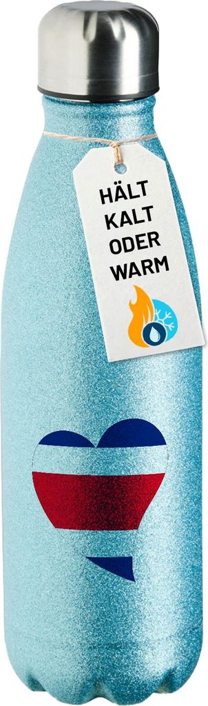 Huuraa Trinkflasche Costa Rica Flagge Herz 500ml Blue Edelstahl Wasserflasche Trinkflasche Geschenkidee