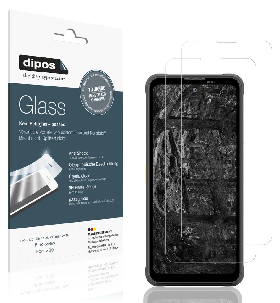 2x Schutzfolie für Blackview Fort 200 - Anti-Shock 9H Folie dipos Glass Kunststoffglas