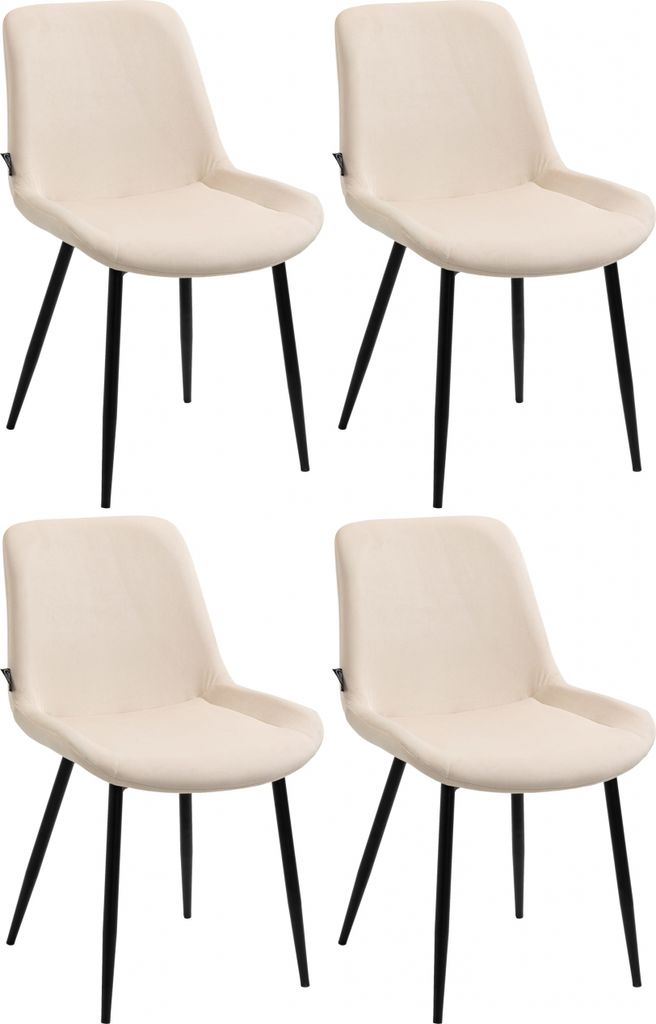 4er Set Esszimmerstühle HLO-CP19 Samt creme