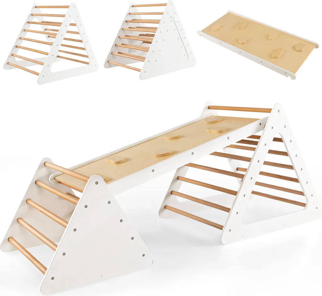 COSTWAY Palestra Indoor Bambini: Triangolo Montessori Legno e Bianco