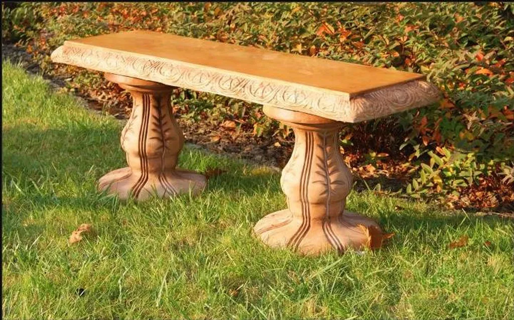 Banc d'extérieur en béton moulé mobilier de jardin style antique gris