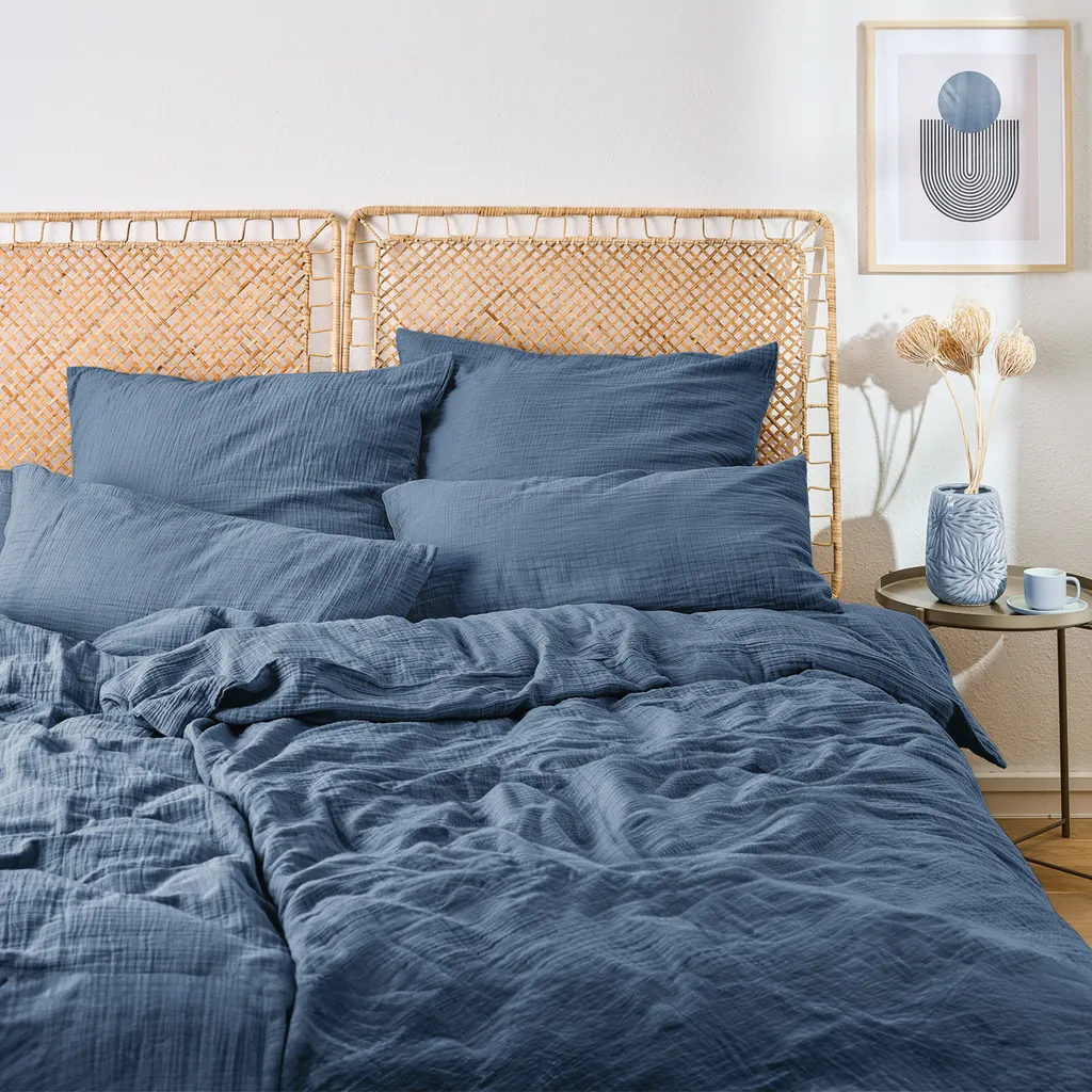 Biancheria da letto in mussola Blumtal 135x200 cm in set da 4 blu scuro