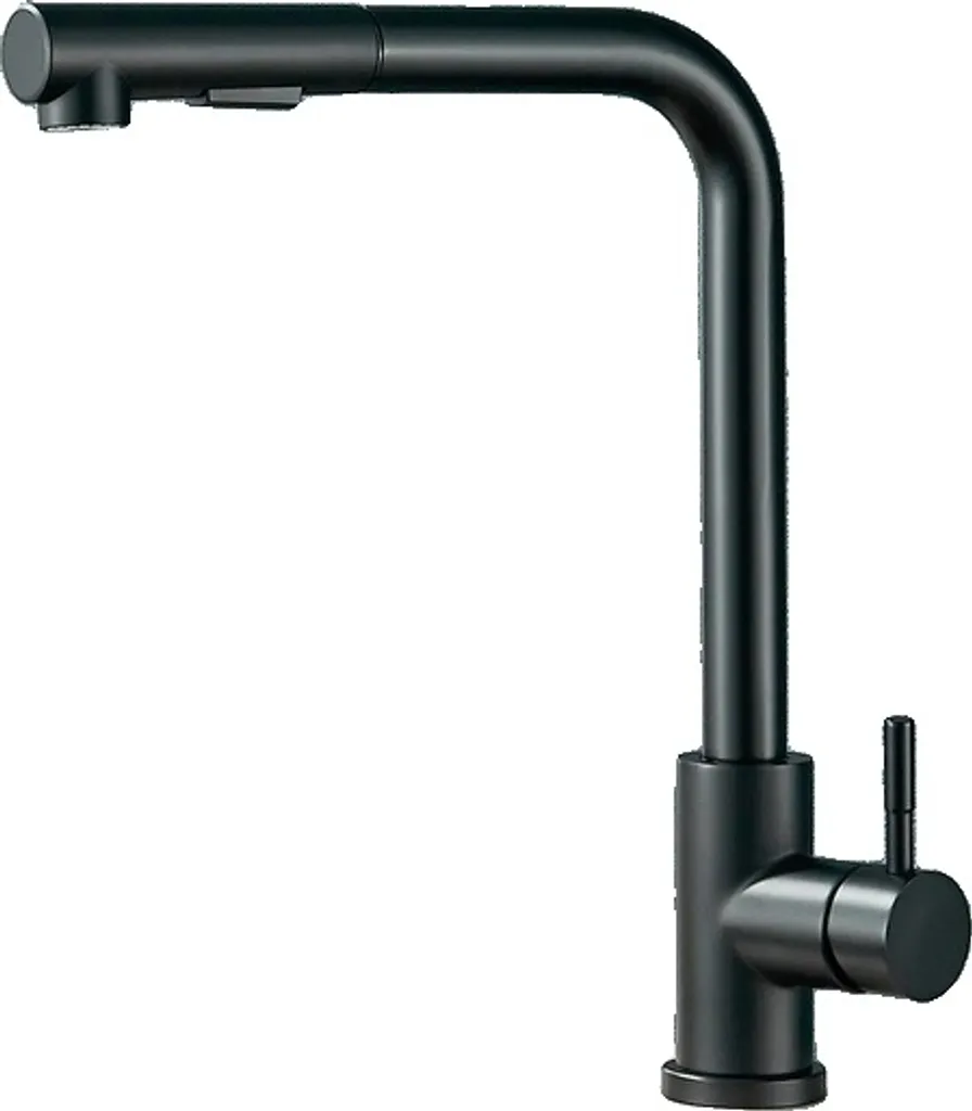 Robinet Cuisine Inox 304 Noir Mat avec Bec Mobile et Douchette Flexible