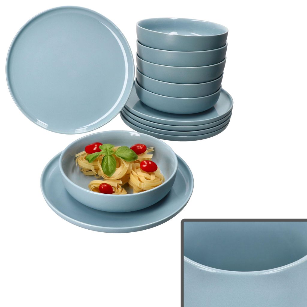 Ritzenhoff 12tlg Tafelservice Jasper Graublau Steingut Produktbild 